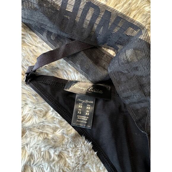 Honey Birdette BLAKE🖤 Black Monogram FULL 3 Piece Set Bra 32D, XS, XS Thong - Picture 10 of 10